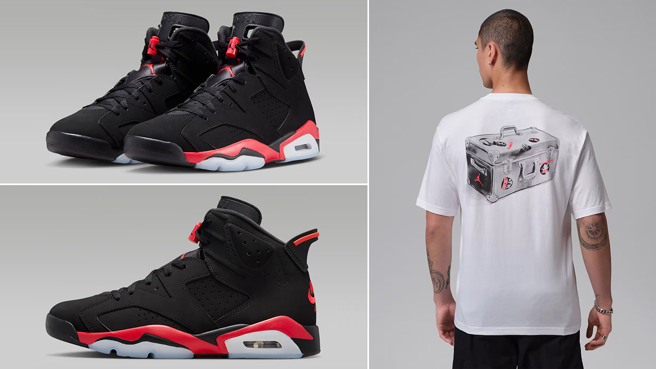 Air Jordan 6 Reverse Infrared Salesman x Jordan Men's Luggage Graphic T-Shirt White Infrared 23