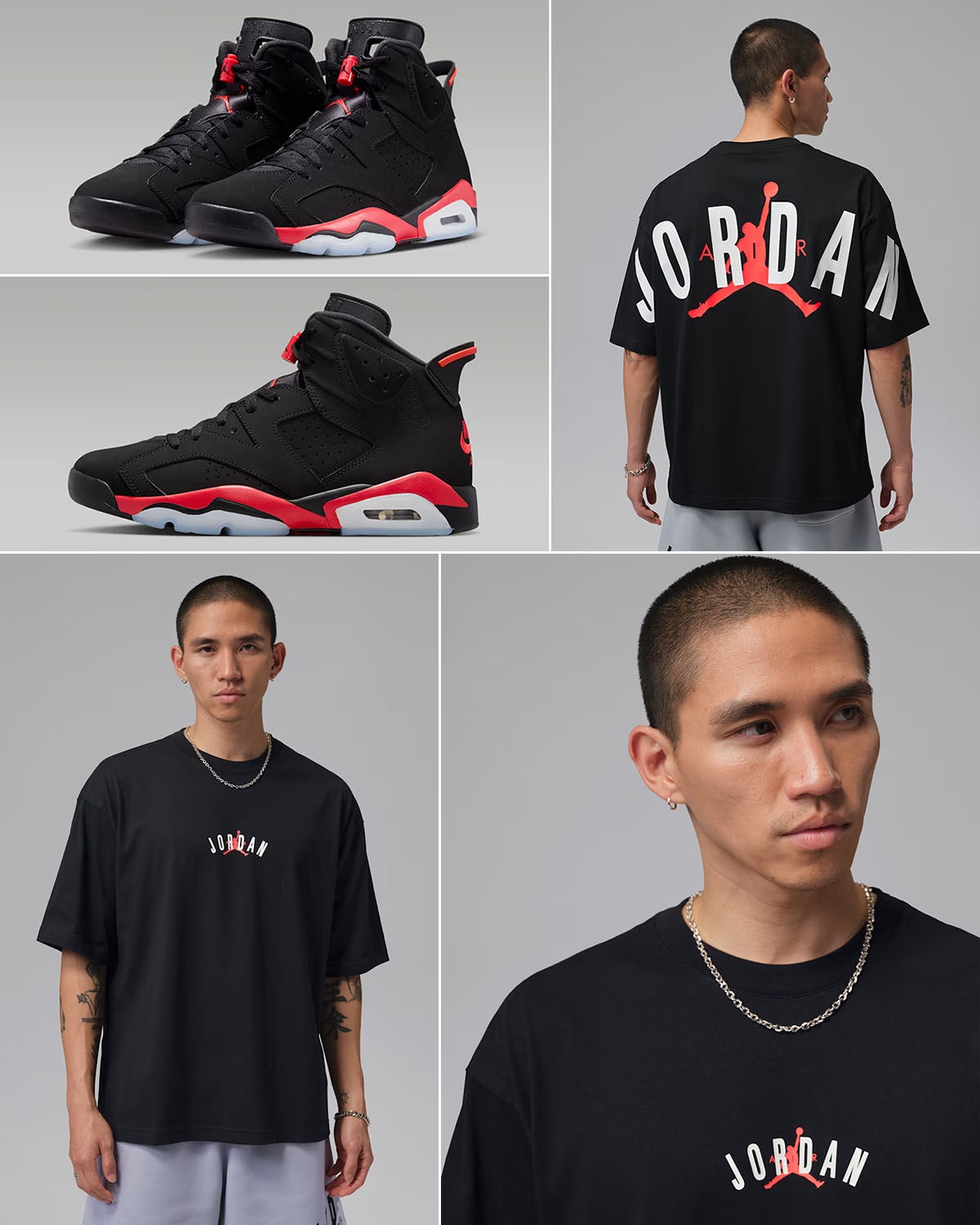 Air Jordan 6 Reverse Infrared Salesman x Jordan Men's Oversized Back Logo T-Shirt Black Infrared 23 Outfit