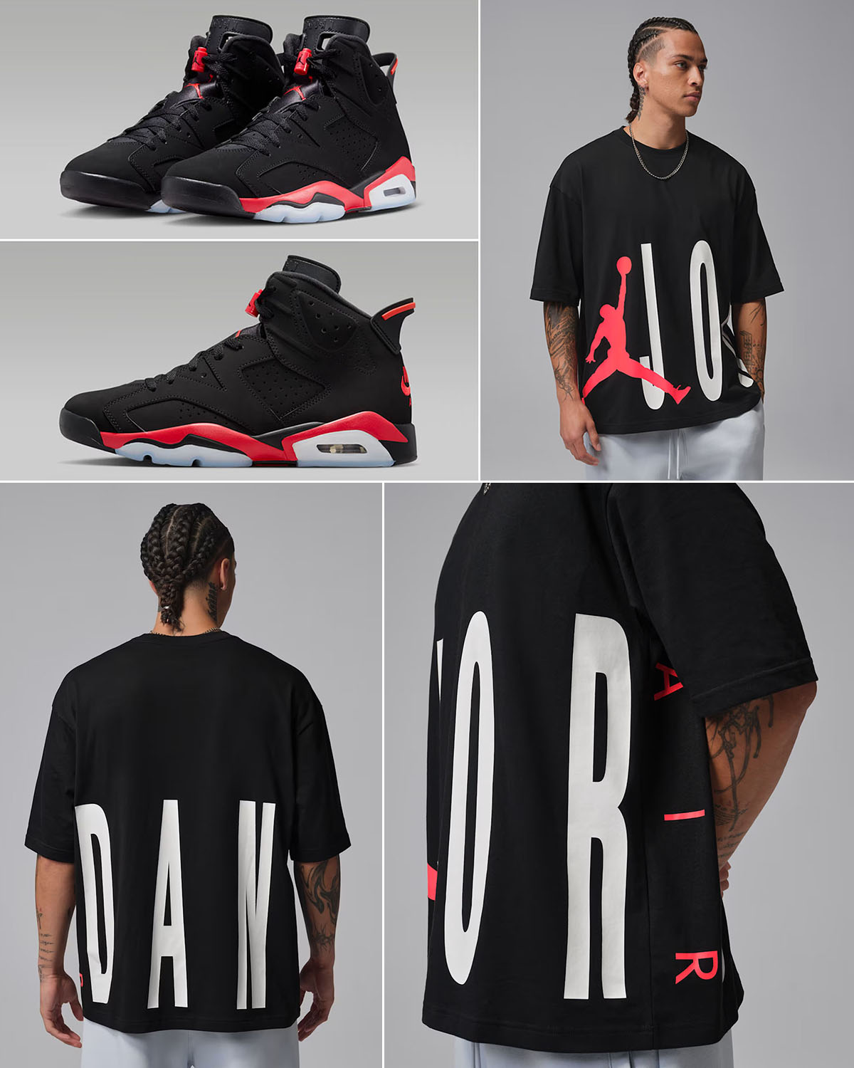 Air Jordan 6 Reverse Infrared Salesman x Jordan Men's Oversized Torso Logo T-Shirt Black Infrared 23 Outfit