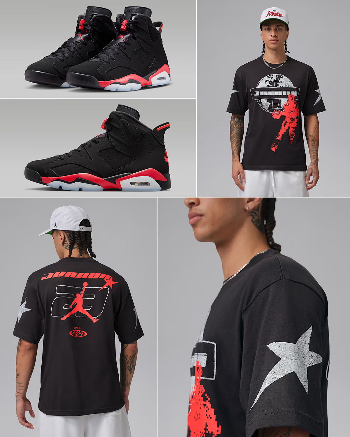 Air Jordan 6 Reverse Infrared Salesman x Jordan Men's Star Graphic T-Shirt Off Noir Infrared 23 Outfit