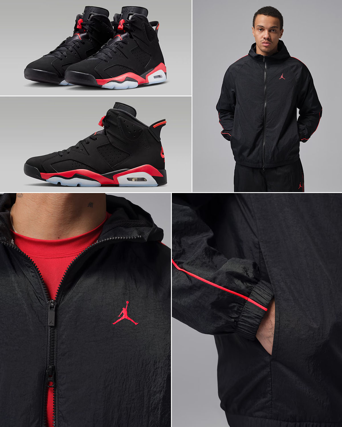 Air Jordan 6 Reverse Infrared Salesman x Jordan Sport Classic Men's Hooded Jacket Black Infrared 23 Outfit