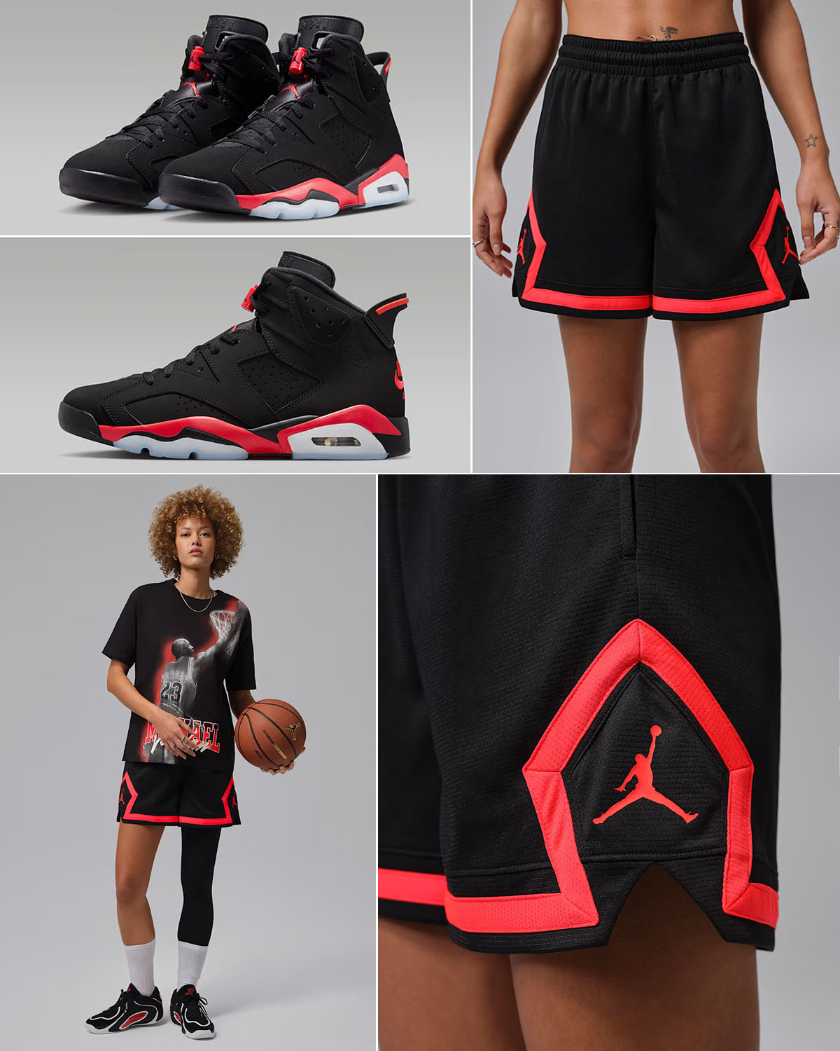 Air Jordan 6 Reverse Infrared Salesman x Jordan Sport Womens Diamond Shorts Outfit