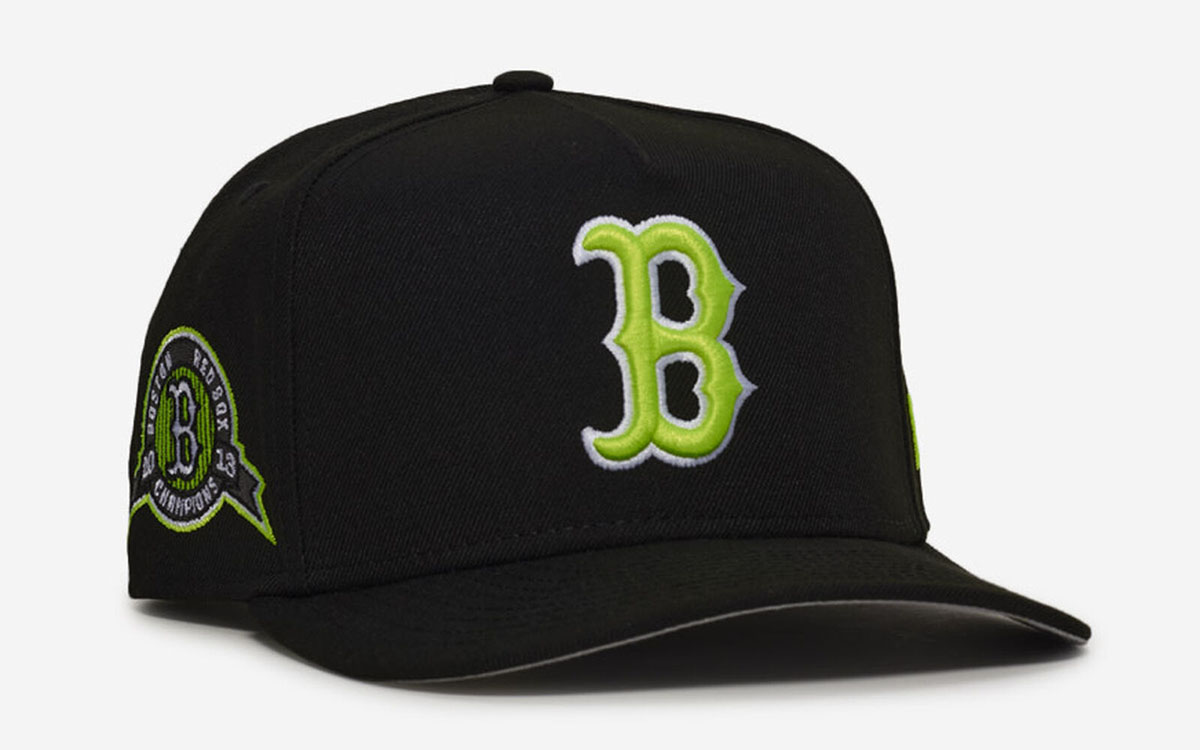 Boston Red Sox New Era 9FIFTY A Frame Snapback Hat Black Neon Yellow Volt