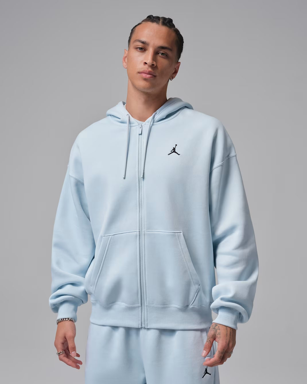 Jordan Brooklyn Fleece Men's Oversized Full-Zip Hoodie Aura Black
