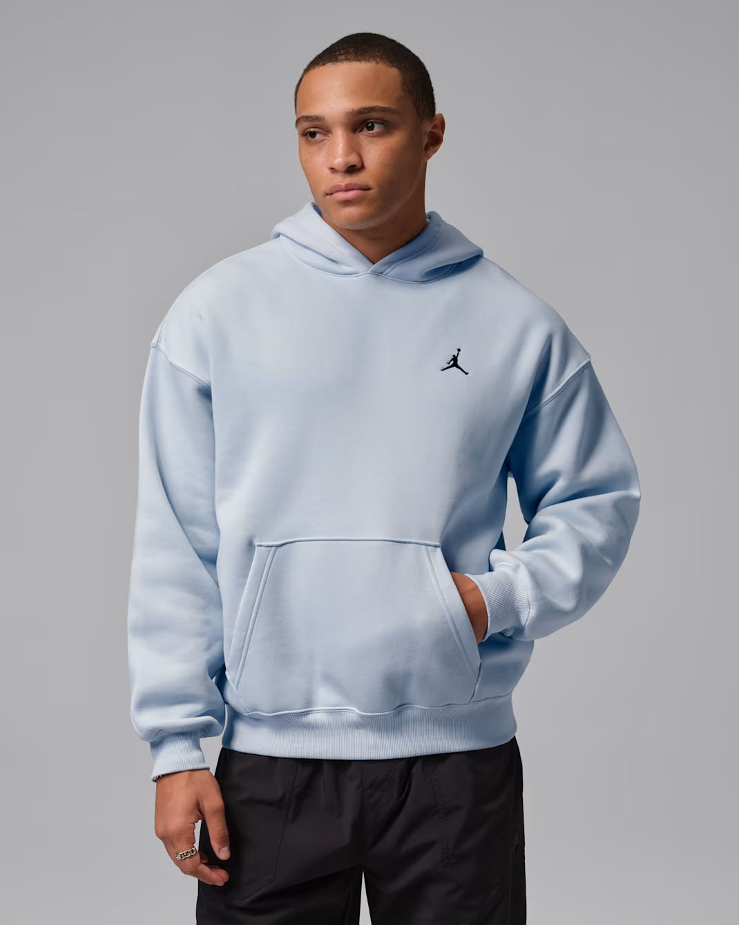 Jordan Brooklyn Fleece Men's Oversized Pullover Hoodie Aura Black