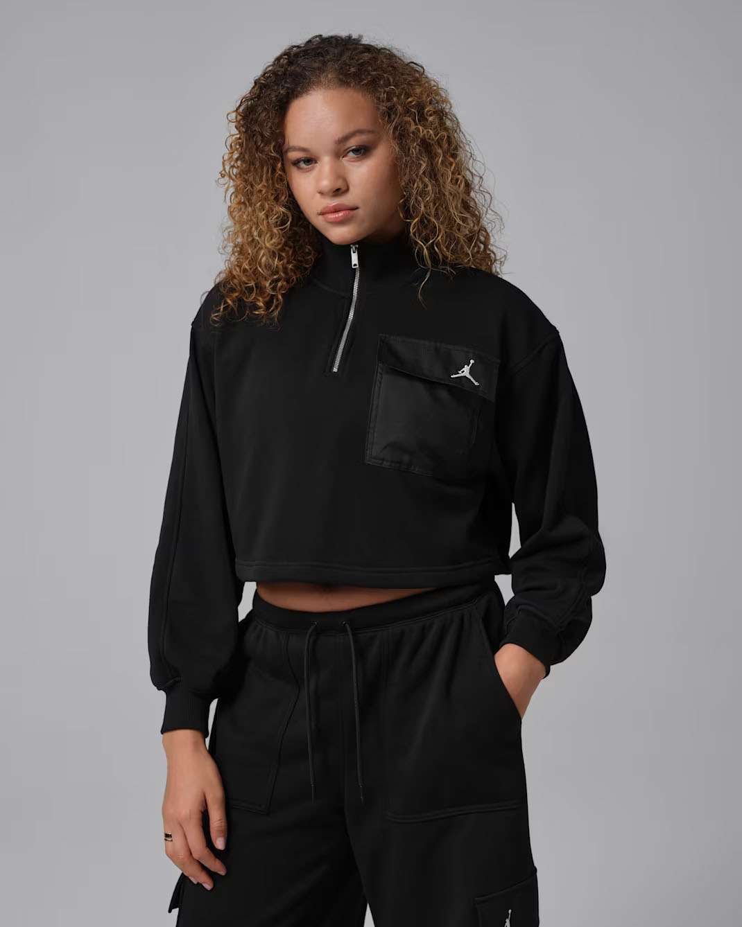 Jordan Brooklyn Fleece Women's 1:4-Zip Hike Mike Top Black White