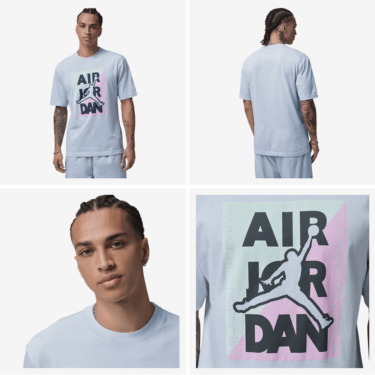 Jordan HBR Jumpman Graphic Mens T Shirt Aura Iced Carmine Jade Aura