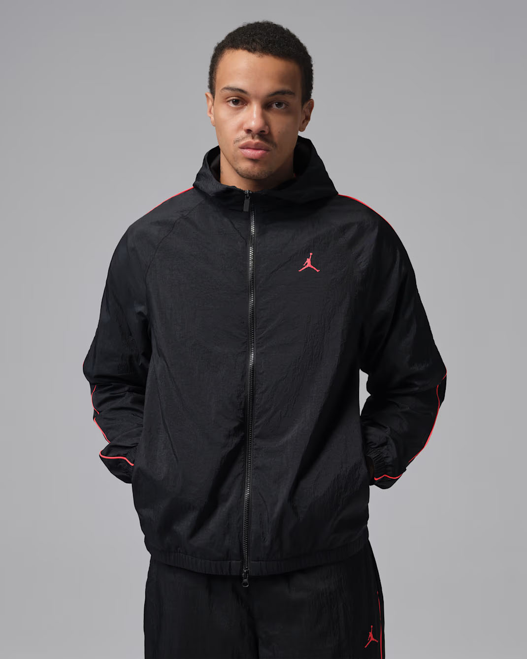Jordan Sport Classic Mens Hooded Jacket Black Infrared 23