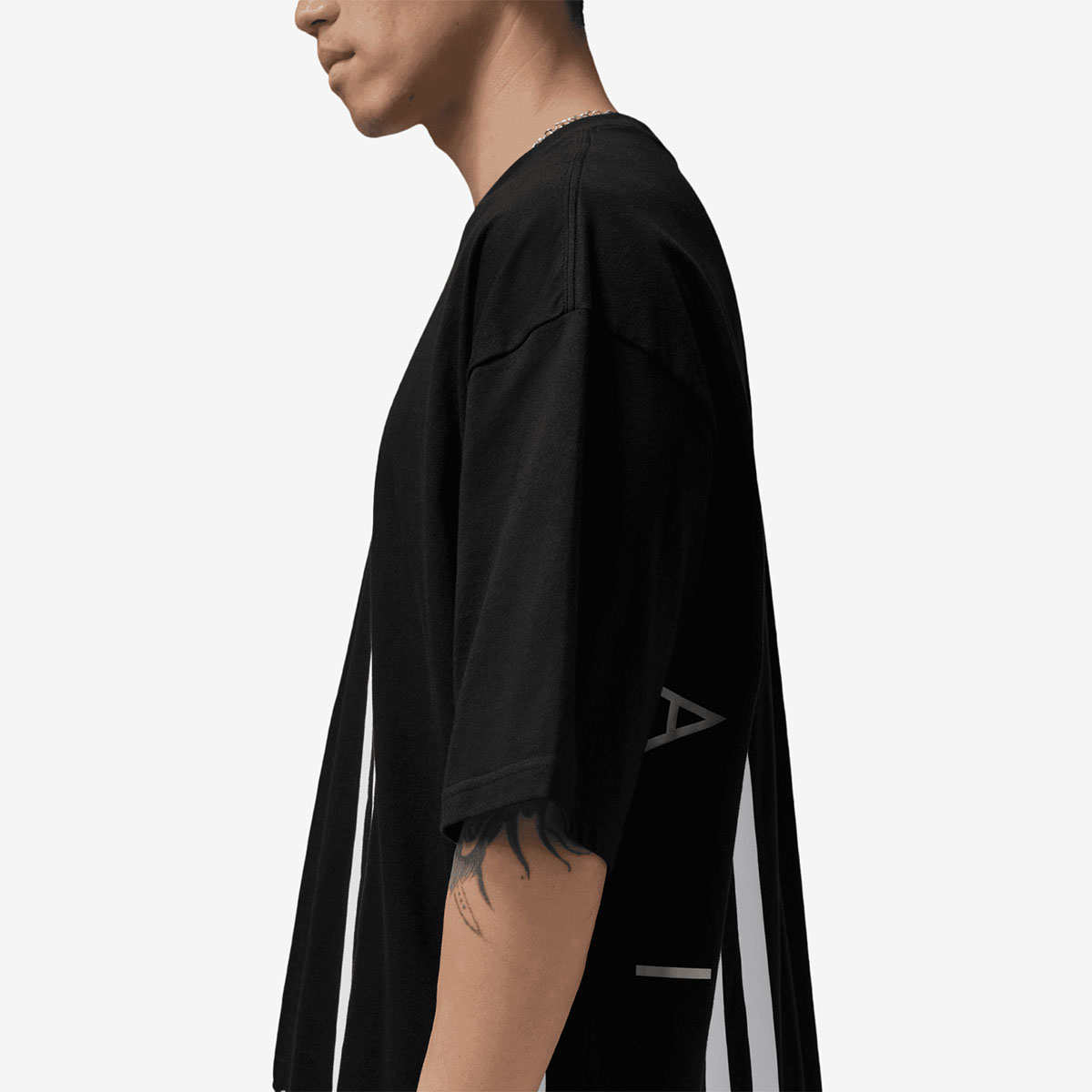 Jordan Torso Logo Stretch Oversized Mens T Shirt Black Wolf Grey White 3