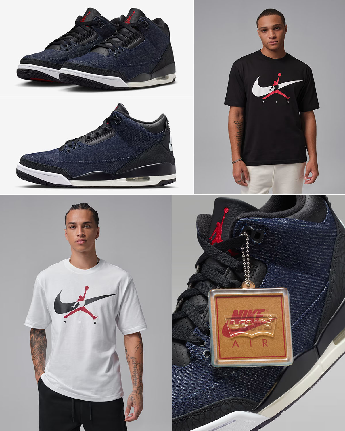 Levis Air Jordan 3 Indigo Denim x Jordan Brooklyn Jumpman Mens T Shirt Outfit