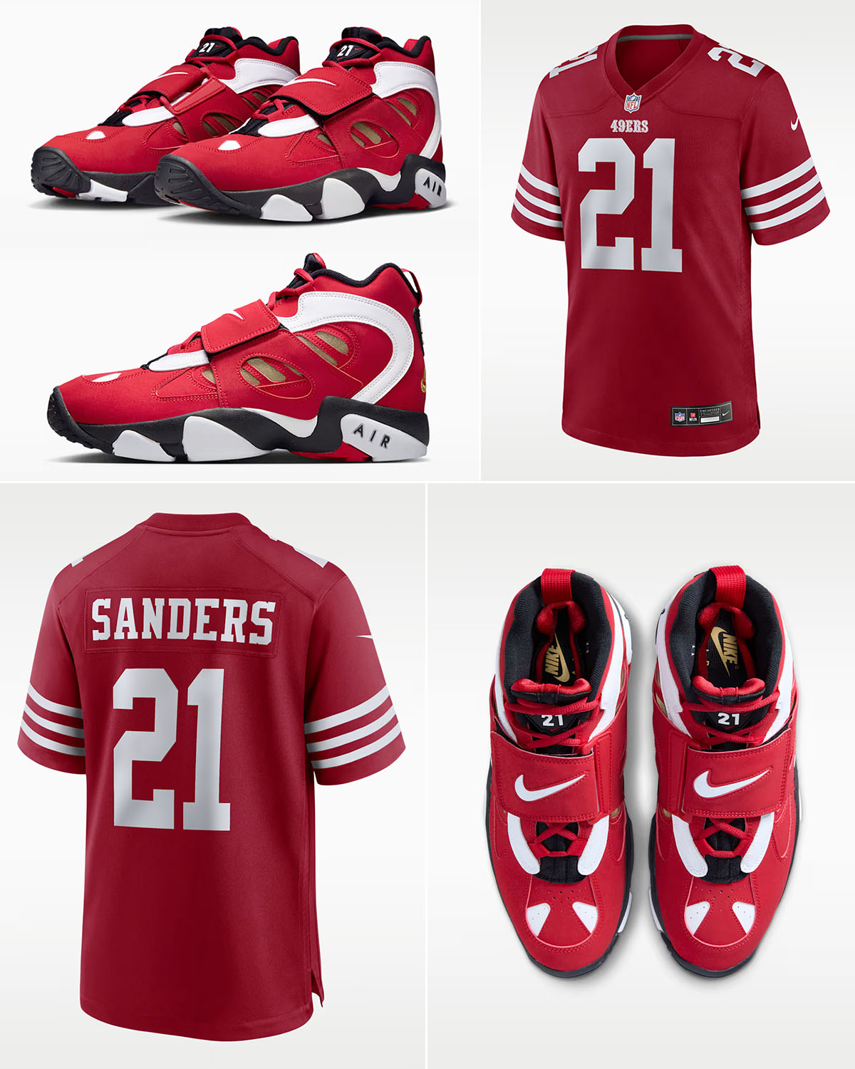 Nike Air Diamond Turf 2 Prime Fire Red Sneakers 49ers Jersey Outfit
