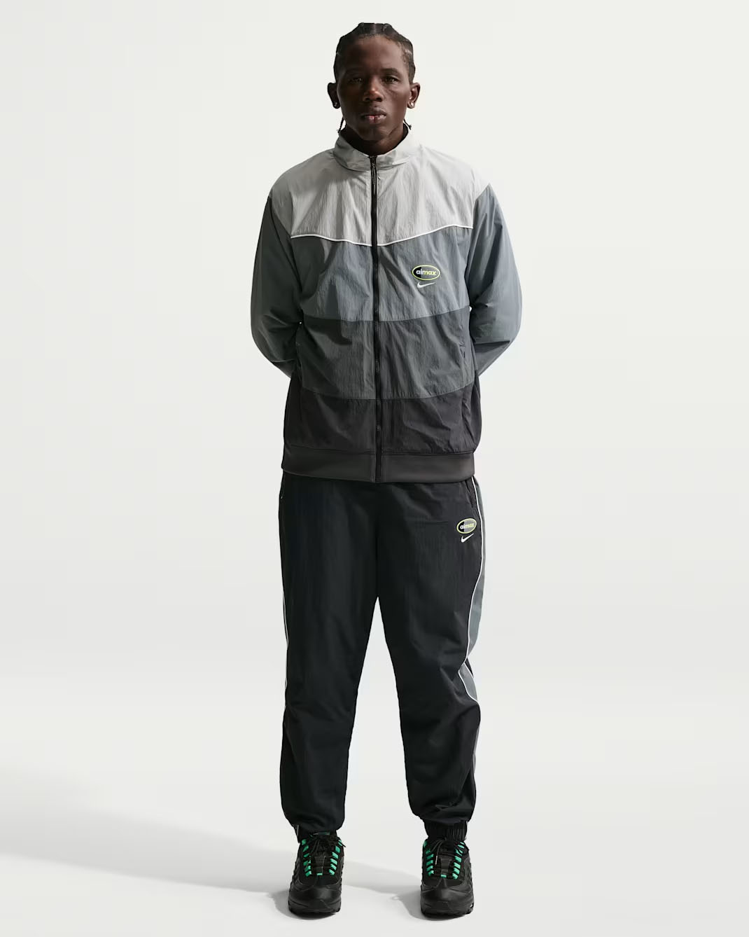Nike Air Max 95 OG Neon 2026 Mens Woven Pants Anthracite Cool Grey Neon Yellow Outfit