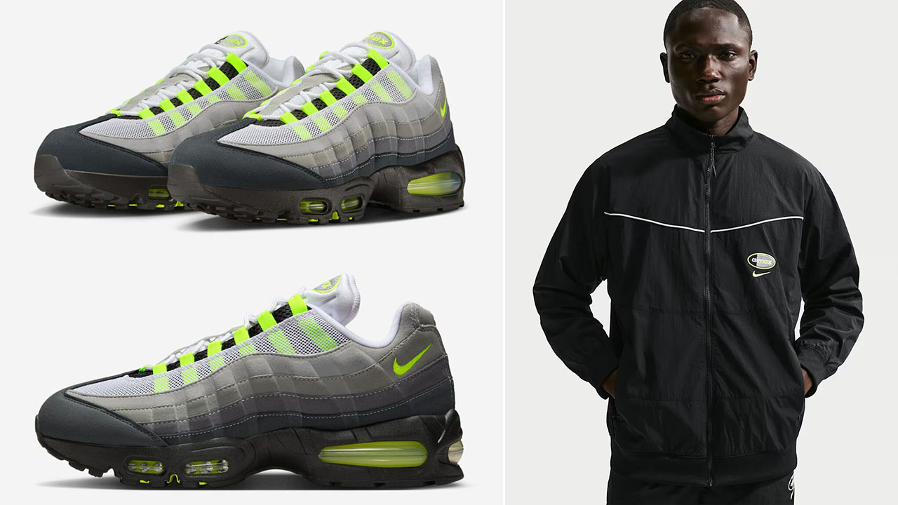 Nike Air Max 95 OG Neon Big Bubble 2026 x Nike Sportswear Air Max 95 Black Neon Yellow Woven Jacket