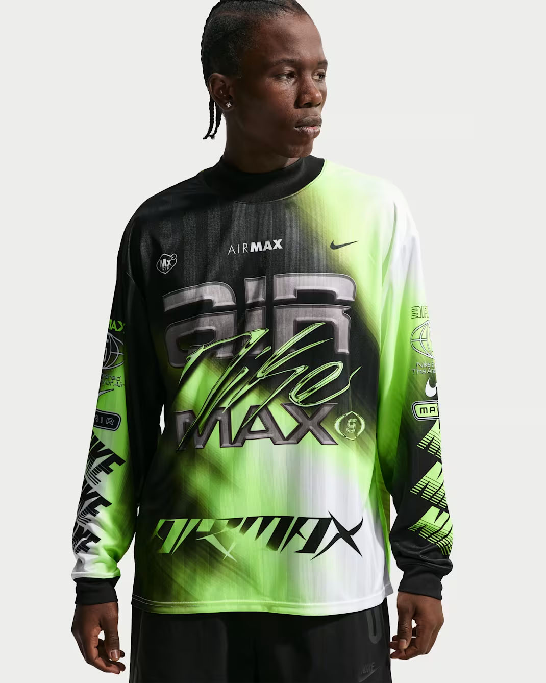 Nike Culture of Football Men's Dri-FIT Long-Sleeve Soccer Jersey Volt Black White 1