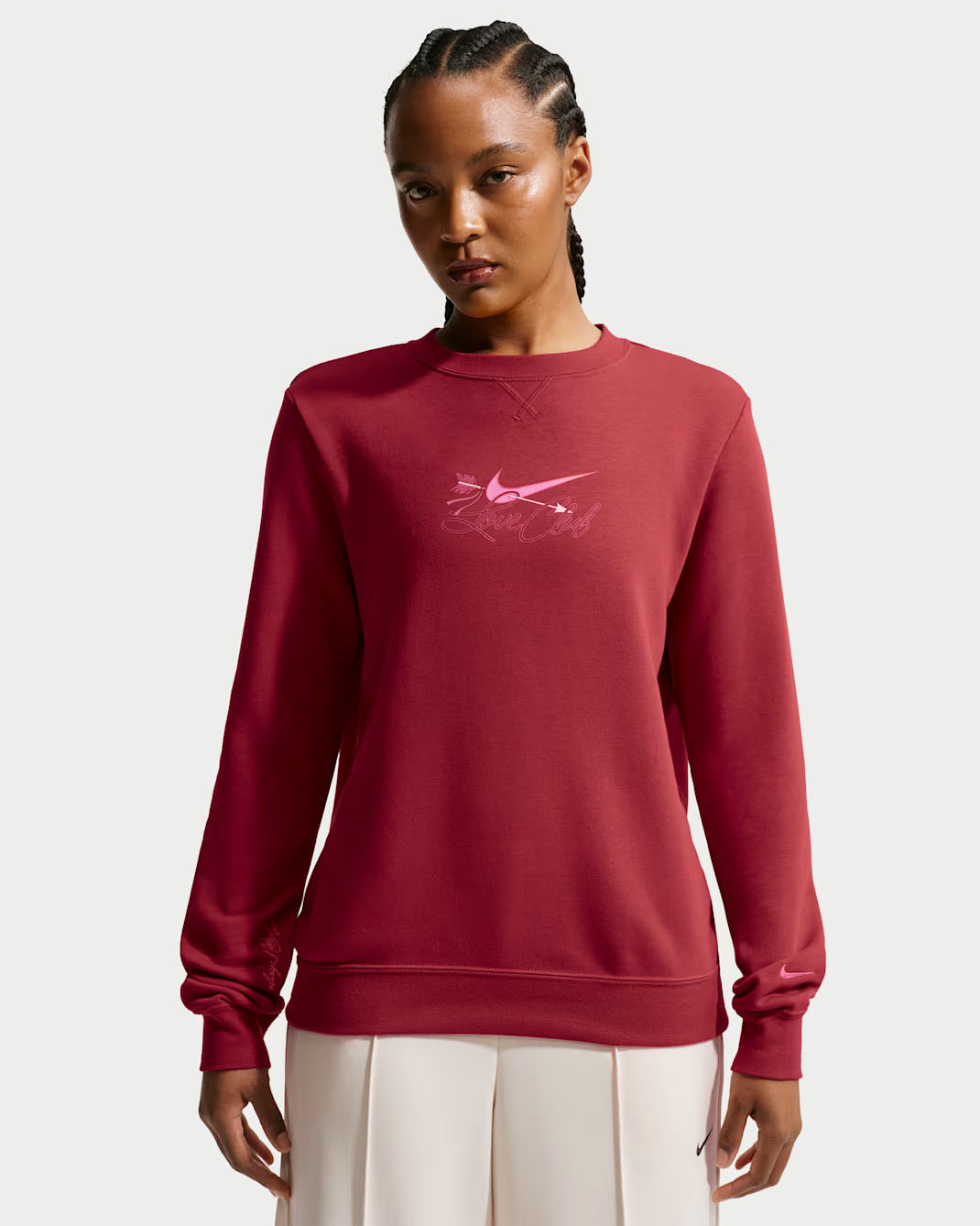 Nike Sportswear Valentines Day Love Club Womens Sweatshirt Red Team Crimson 1