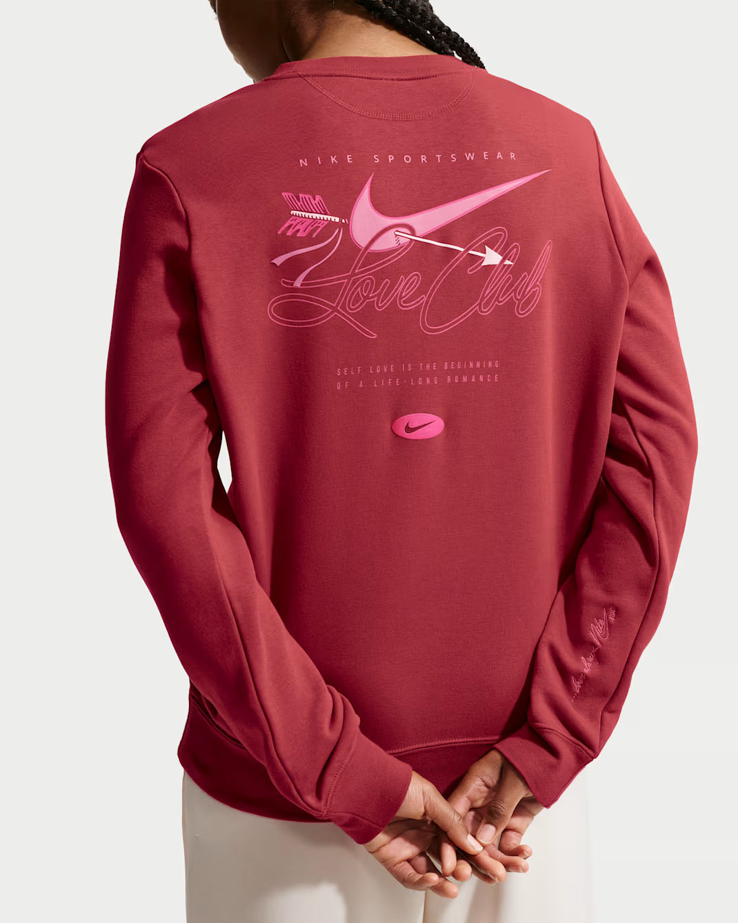 Nike Sportswear Valentines Day Love Club Womens Sweatshirt Red Team Crimson 2