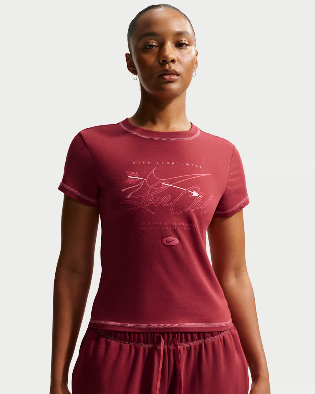 Nike Sportswear Valentines Day Love Club Womens T Shirt Red Team Crimson
