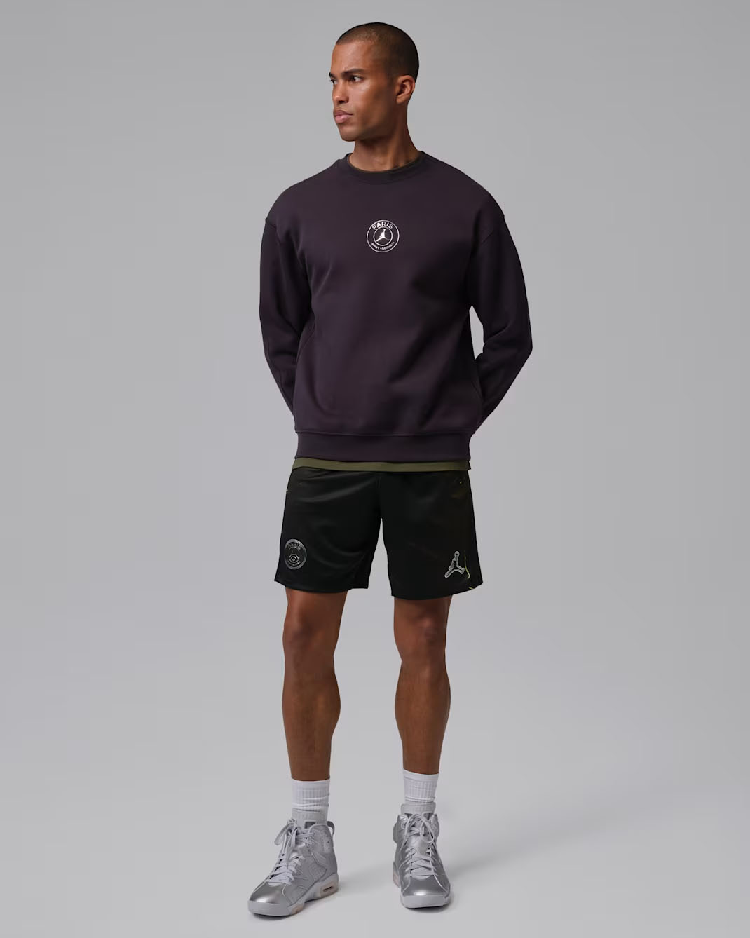 Paris Saint-Germain Jordan Brand 2025:26 Night Edition Stadium Soccer Shorts to Match Air Jordan 6 PSG Metallic Silver