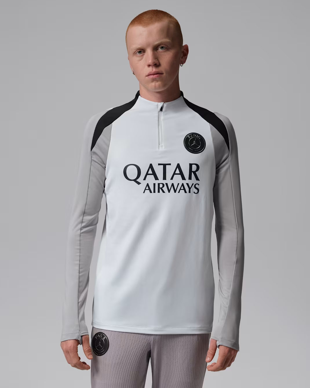 Paris Saint-Germain Strike Night Edition Men's Jordan Dri-FIT Soccer Knit Drill Top White Grey Black 1