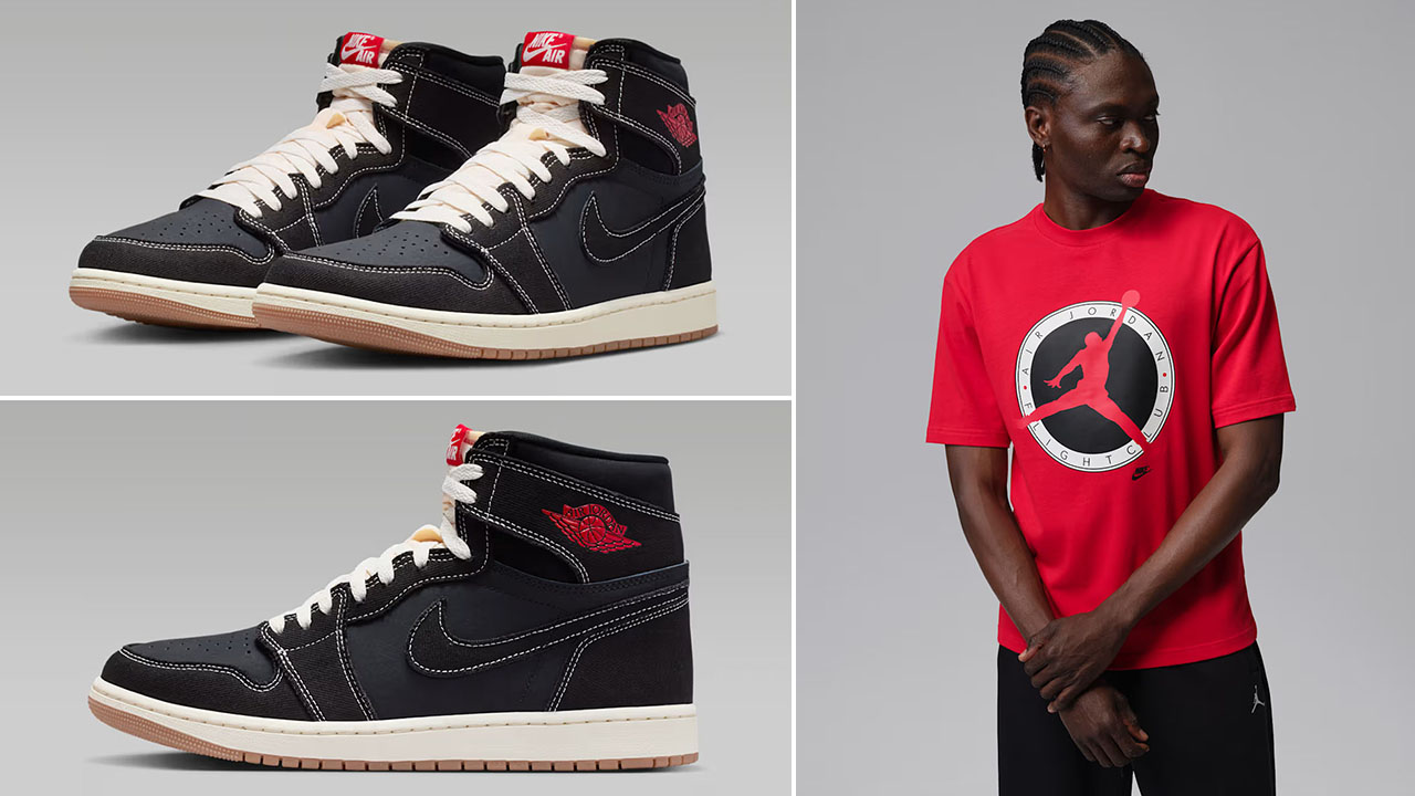 Air Jordan 1 High OG Flight Club x Jordan Flight Club Logo Men's Red T-Shirt to Match Sneakers