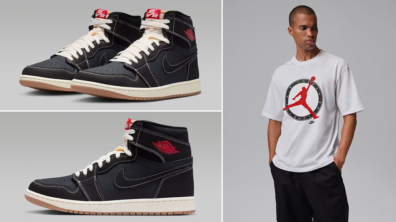 Air Jordan 1 High OG Flight Club x Jordan Flight Club Logo Men's White T-Shirt to Match Sneakers