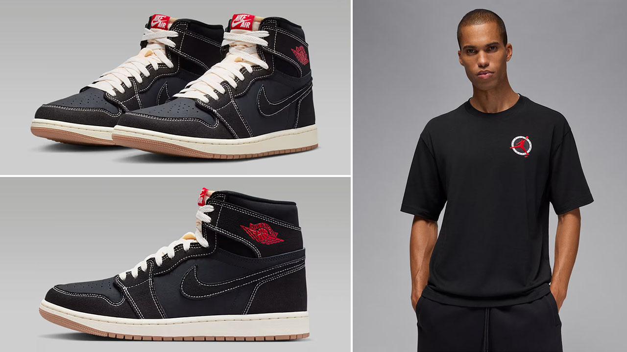 Air Jordan 1 High OG Flight Club x Jordan Flight Club Men's Black T-Shirt to Match Sneakers
