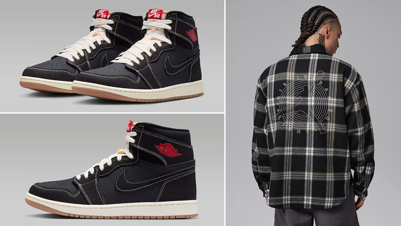 Air Jordan 1 High OG Flight Club x Jordan Flight Club Men's Flannel Shirt to Match Sneakers