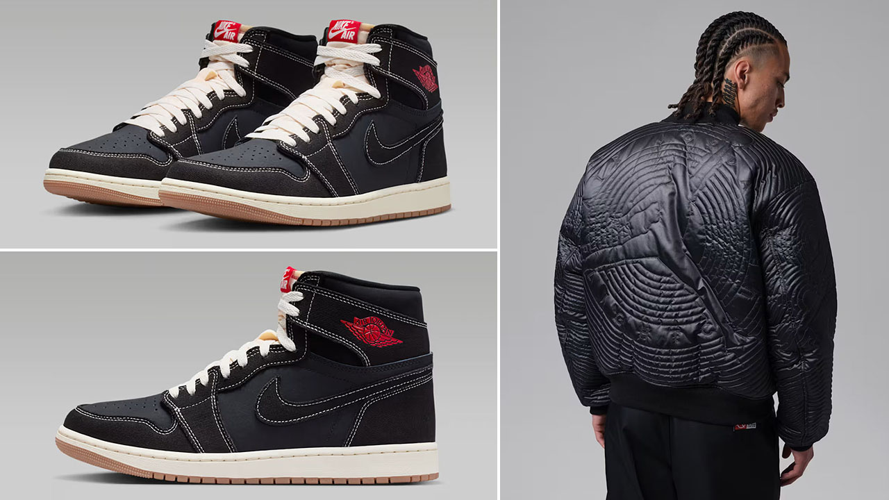 Air Jordan 1 High OG Flight Club x Jordan Flight Club Men's Nylon Varsity Jacket to Match Sneakers