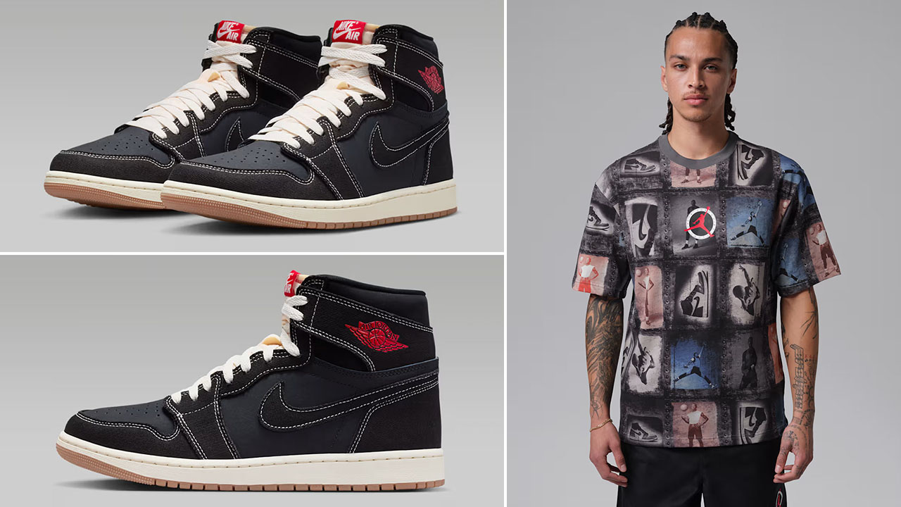 Air Jordan 1 High OG Flight Club x Jordan Flight Club Mens Printed T Shirt to Match Sneakers