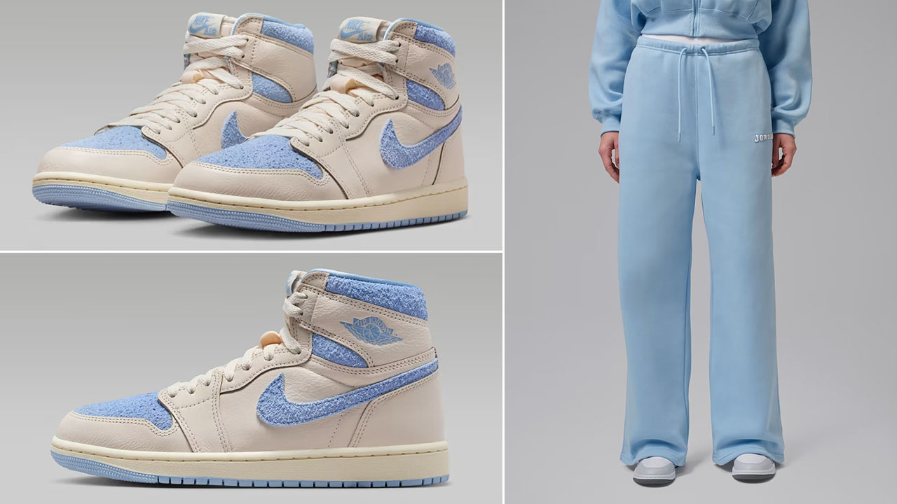 Air Jordan 1 High OG Psychic Blue x Jordan Brooklyn Fleece Women's Pants