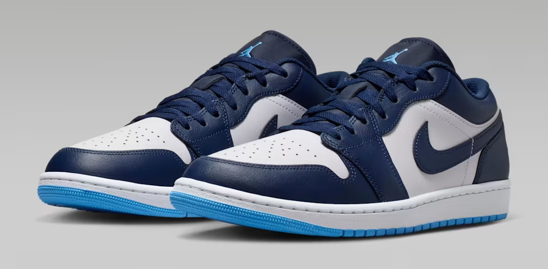 Air Jordan 1 Low Midnight Navy White University Blue Mens Sneakers 1
