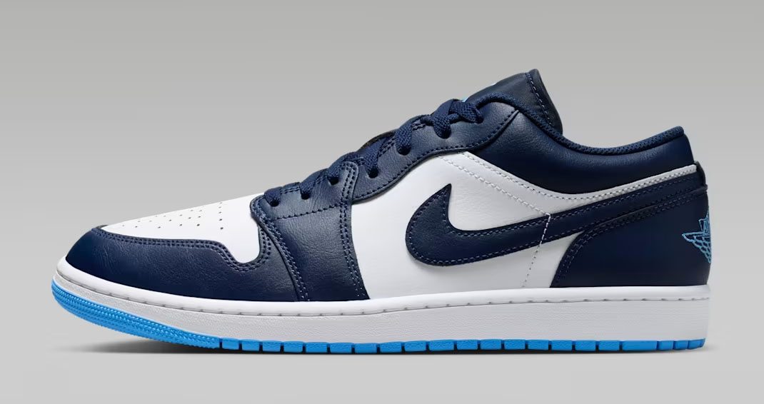 Air Jordan 1 Low Midnight Navy White University Blue Mens Sneakers 2