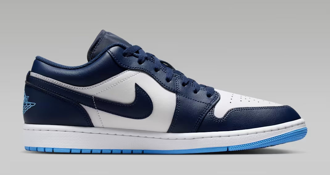 Air Jordan 1 Low Midnight Navy White University Blue Mens Sneakers 3
