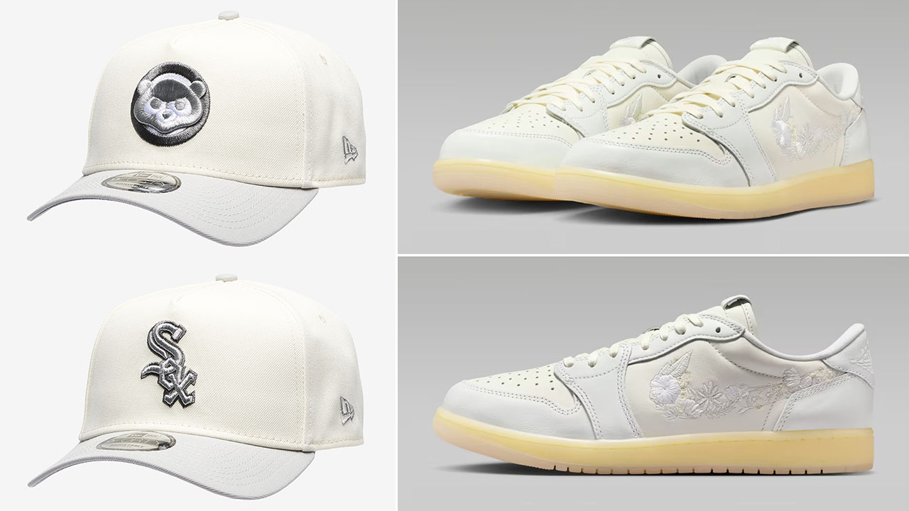 Air Jordan 1 Low OG Floral Swoosh New Era Snapback Hats to Match Sneakers