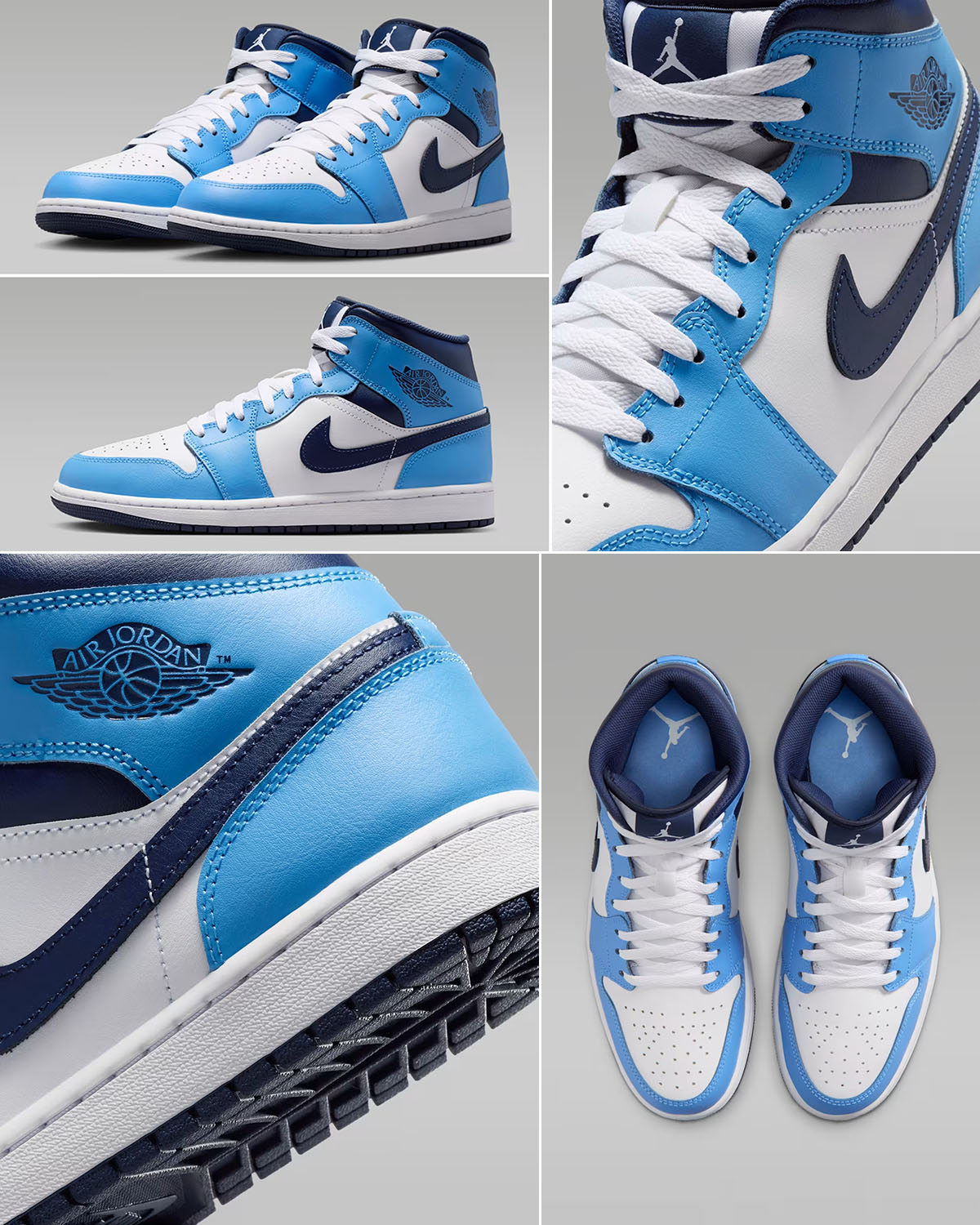 Air Jordan 1 Mid University Blue White Midnight Navy Mens Shoes DQ8426-405