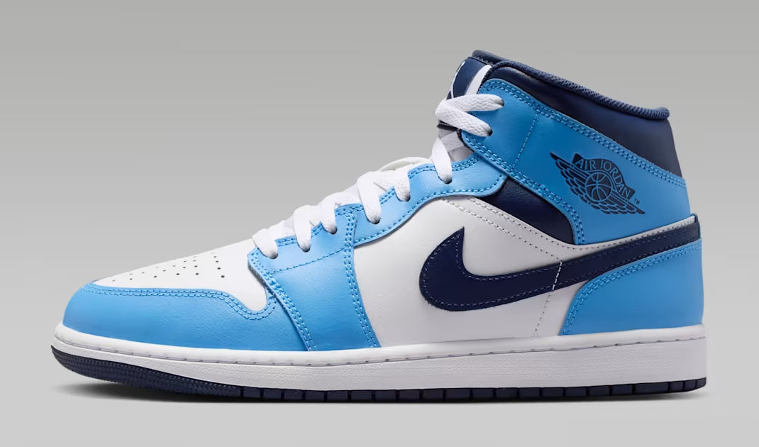 Air Jordan 1 Mid University Blue White Midnight Navy Mens Sneakers 2