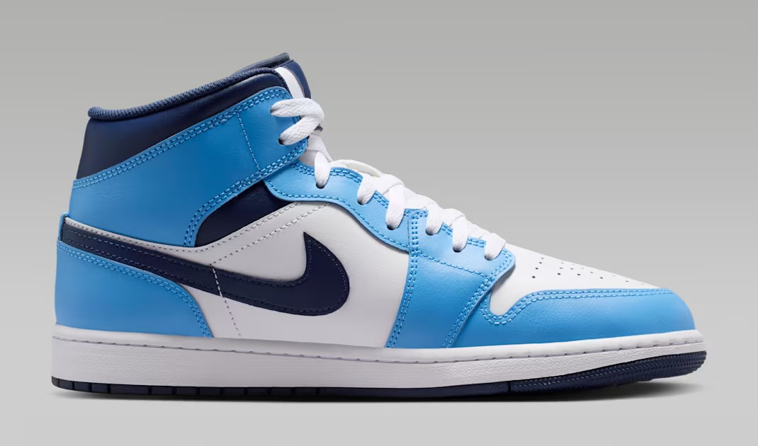 Air Jordan 1 Mid University Blue White Midnight Navy Mens Sneakers 3