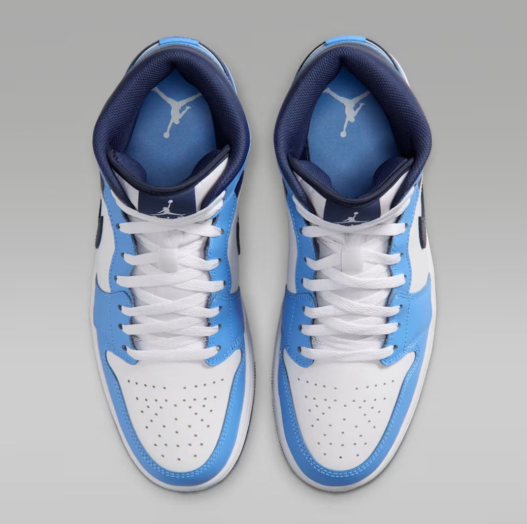 Air Jordan 1 Mid University Blue White Midnight Navy Mens Sneakers 4