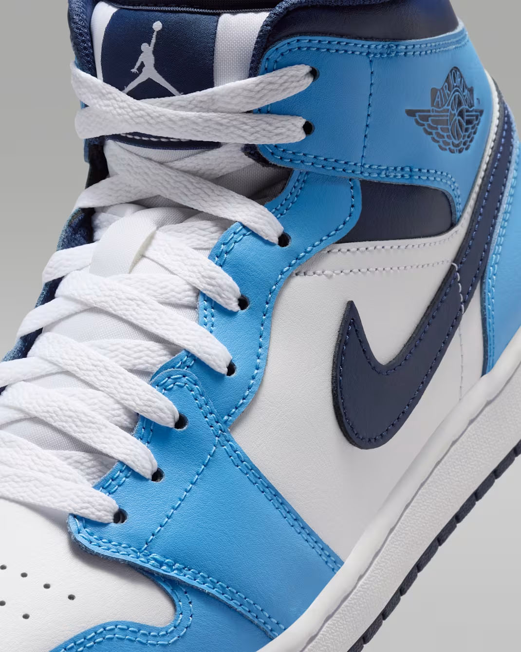 Air Jordan 1 Mid University Blue White Midnight Navy Mens Sneakers 7