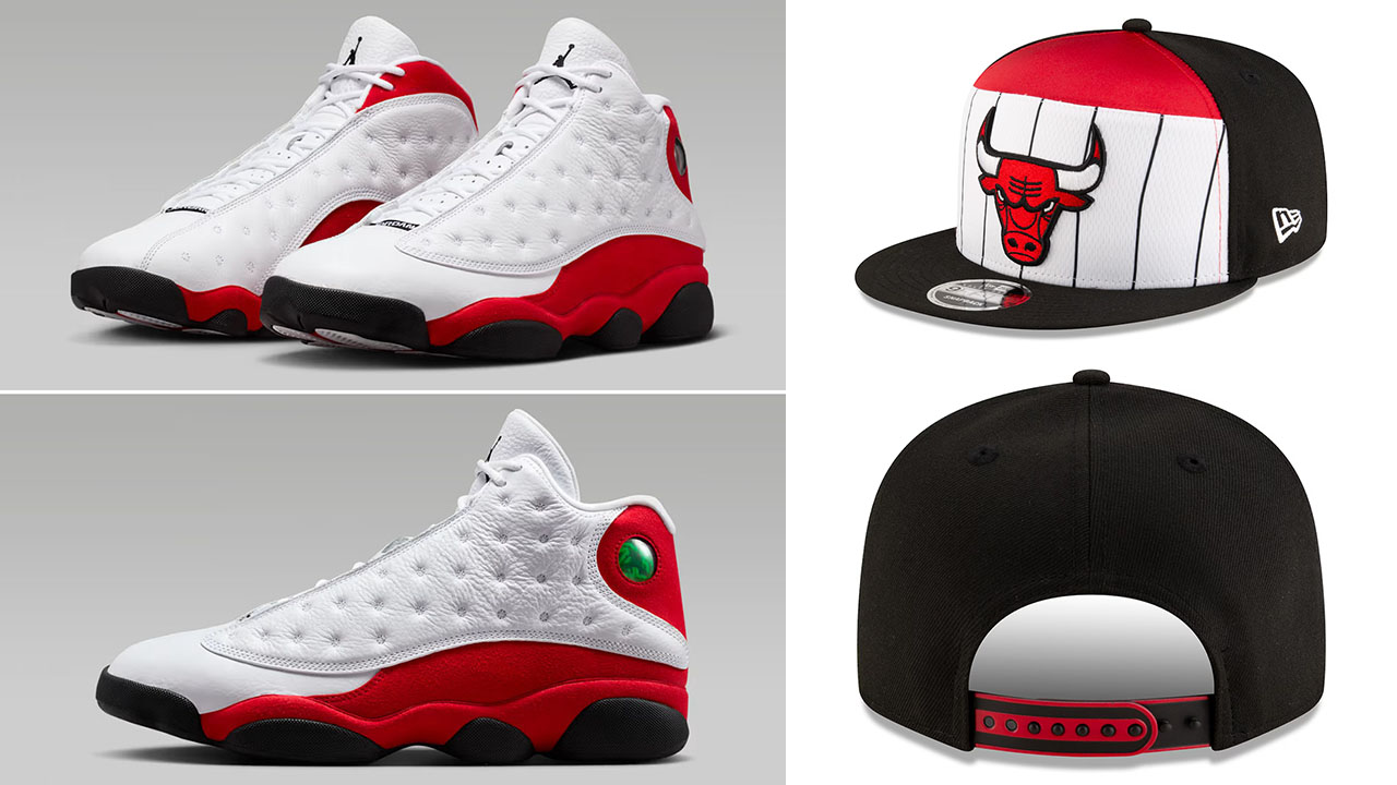 Air Jordan 13 Chicago Cherry 2026 x Chicago Bulls New Era 2025 NBA Tip Off Split Panel 9FIFTY Snapback Hat