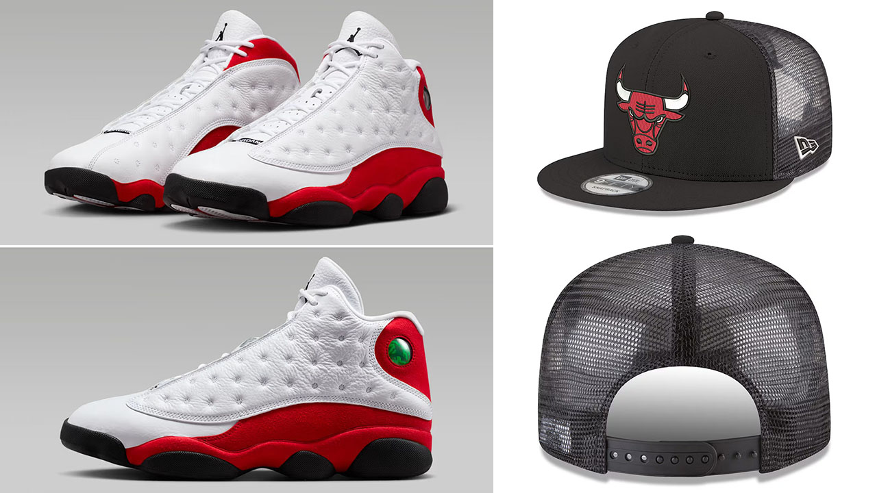 Air Jordan 13 Chicago Cherry 2026 x Chicago Bulls New Era Core Logo Meshback 9FIFTY Snapback Hat Black