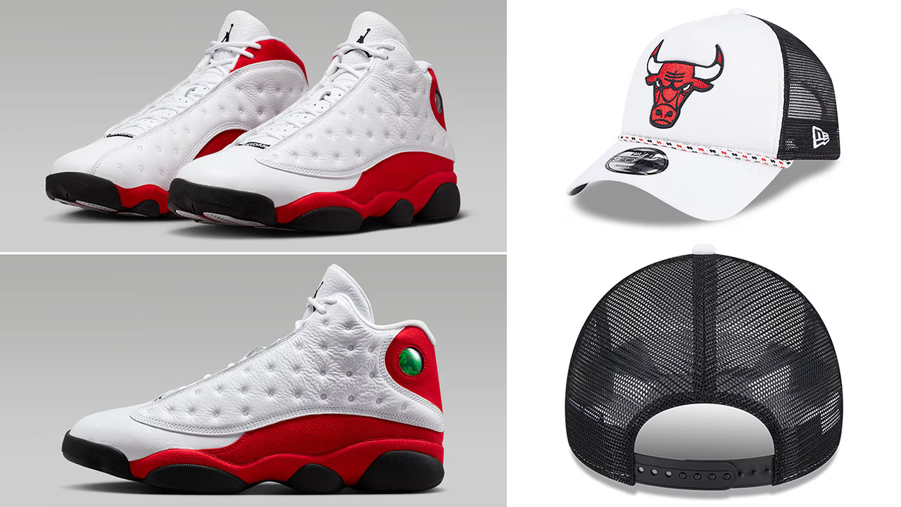 Air Jordan 13 Chicago Cherry 2026 x Chicago Bulls New Era Court Sport Foam A-Frame 9FORTY Adjustable Trucker Hat