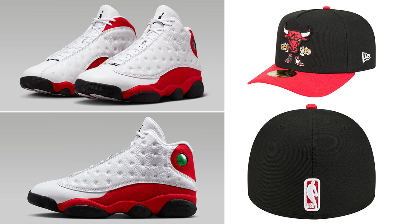 Air Jordan 13 Chicago Cherry 2026 x Chicago Bulls New Era Injection Cartoon Logo A-Frame 59FIFTY Fitted Hat
