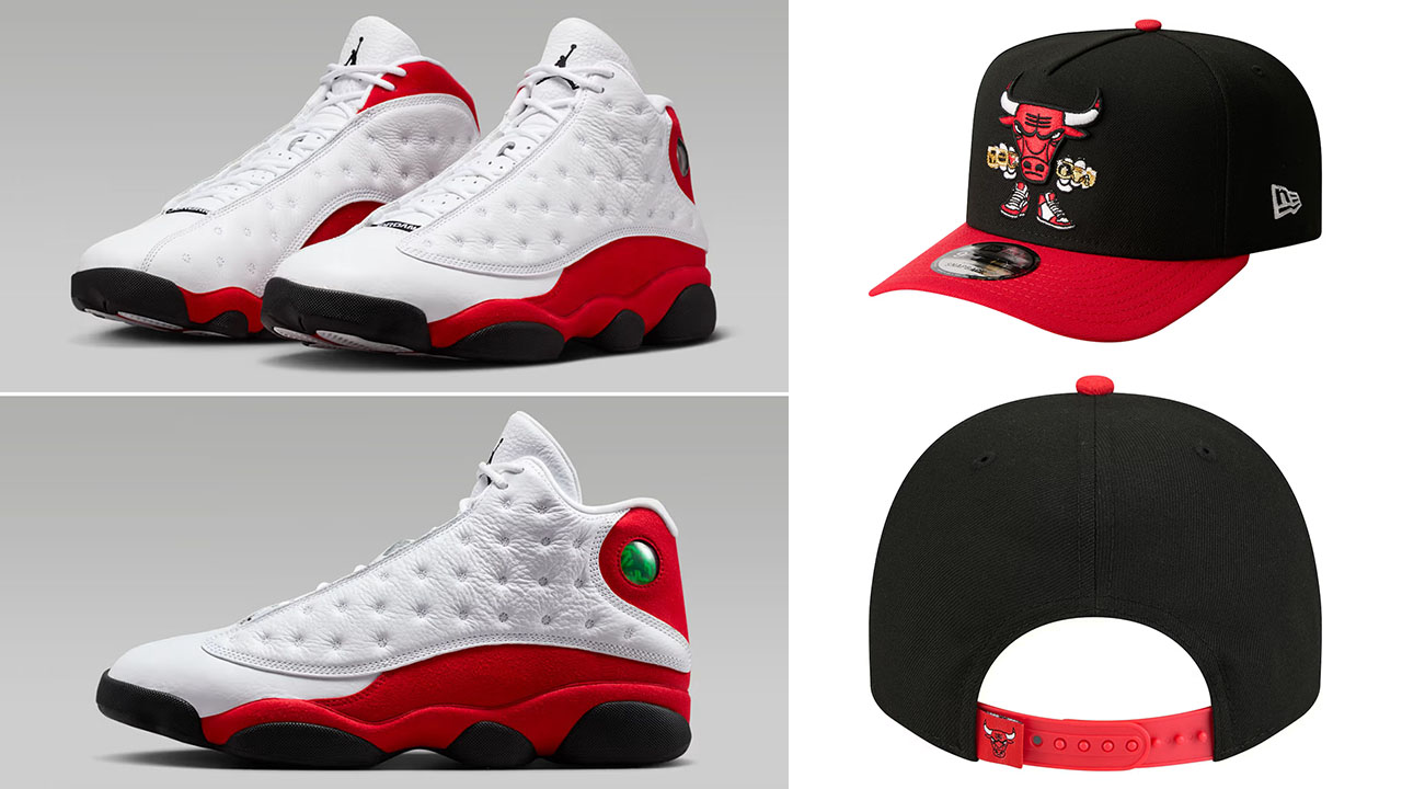 Air Jordan 13 Chicago Cherry 2026 x Chicago Bulls New Era Injection Cartoon Logo A-Frame 9FIFTY Adjustable Hat