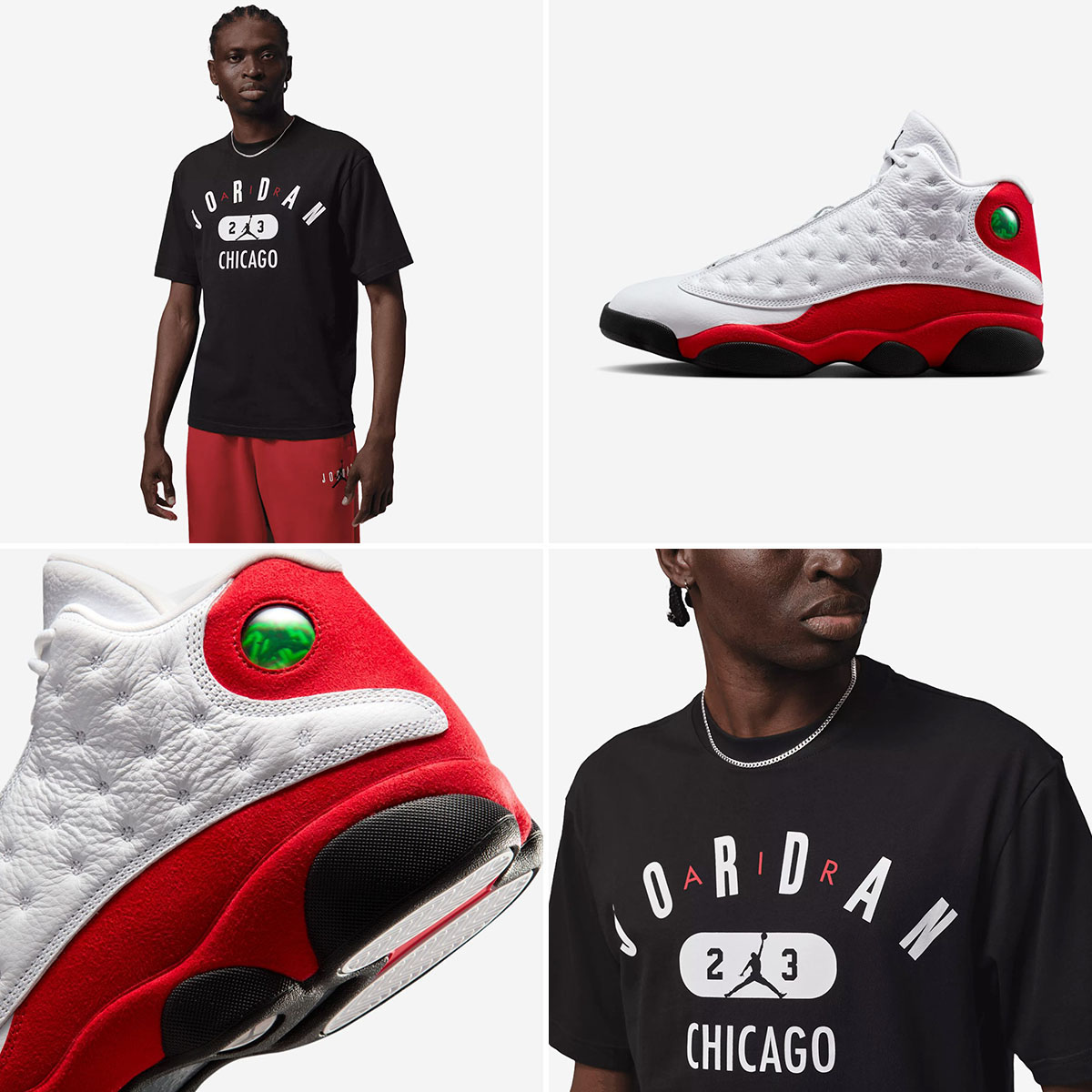 Air Jordan 13 Chicago Cherry 2026 x Jordan Chicago City Black T Shirt