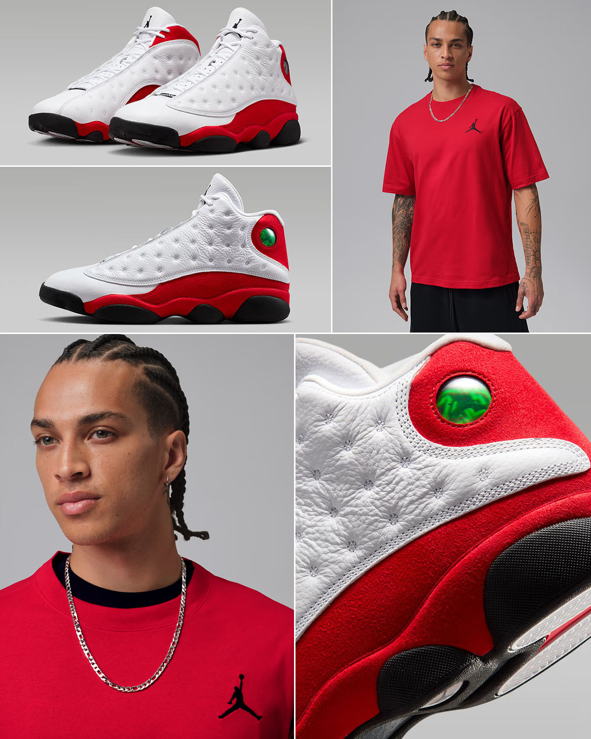Air Jordan 13 Chicago Cherry 2026 x Jordan Men's Embroidered Jumpman T-Shirt Outfit to Match Sneakers