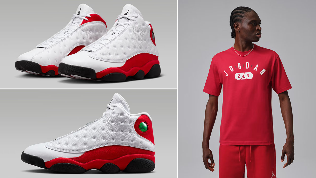 Air Jordan 13 Chicago Cherry 2026 x Jordan Men's Graphic T-Shirt Gym Red White Black