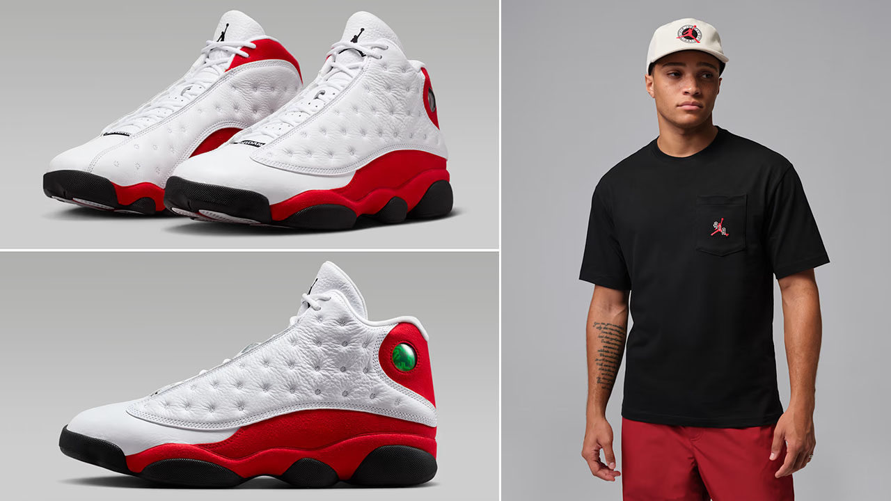 Air Jordan 13 Chicago Cherry Red 2026 x Jordan Air Mens Pocket T Shirt