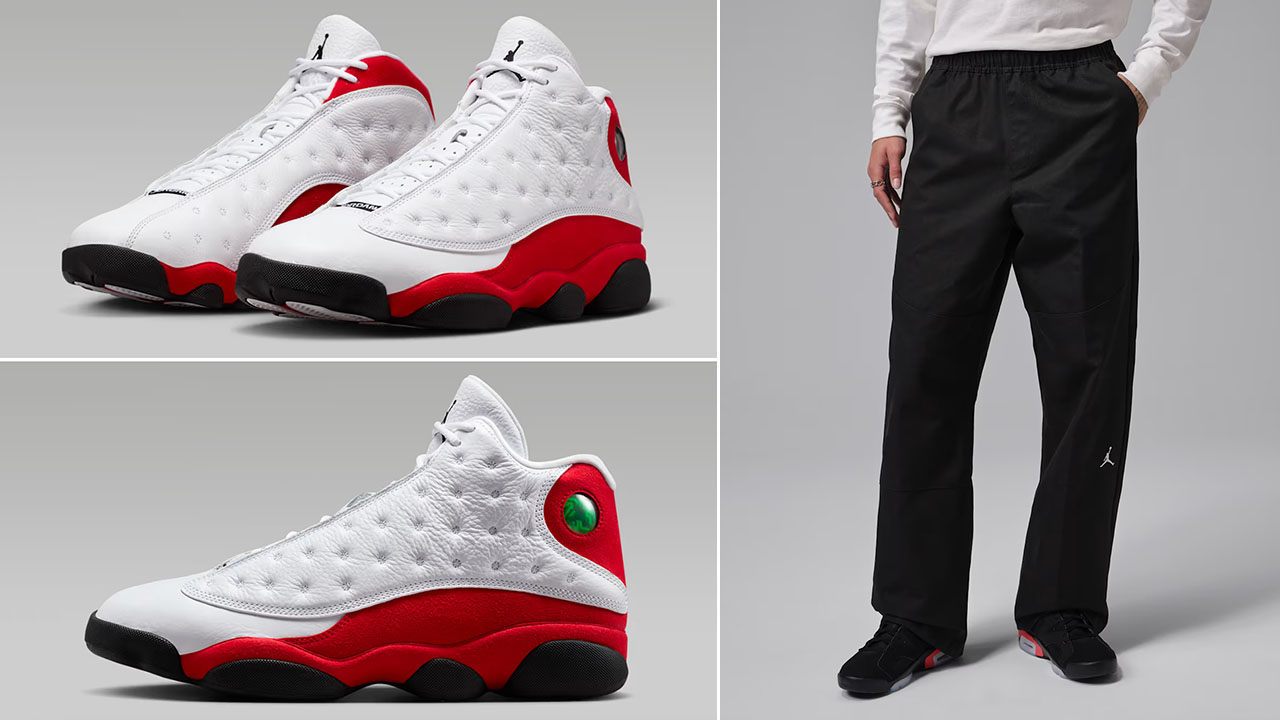 Air Jordan 13 Chicago Cherry Red 2026 x Jordan Brooklyn Mens Woven Black Pants