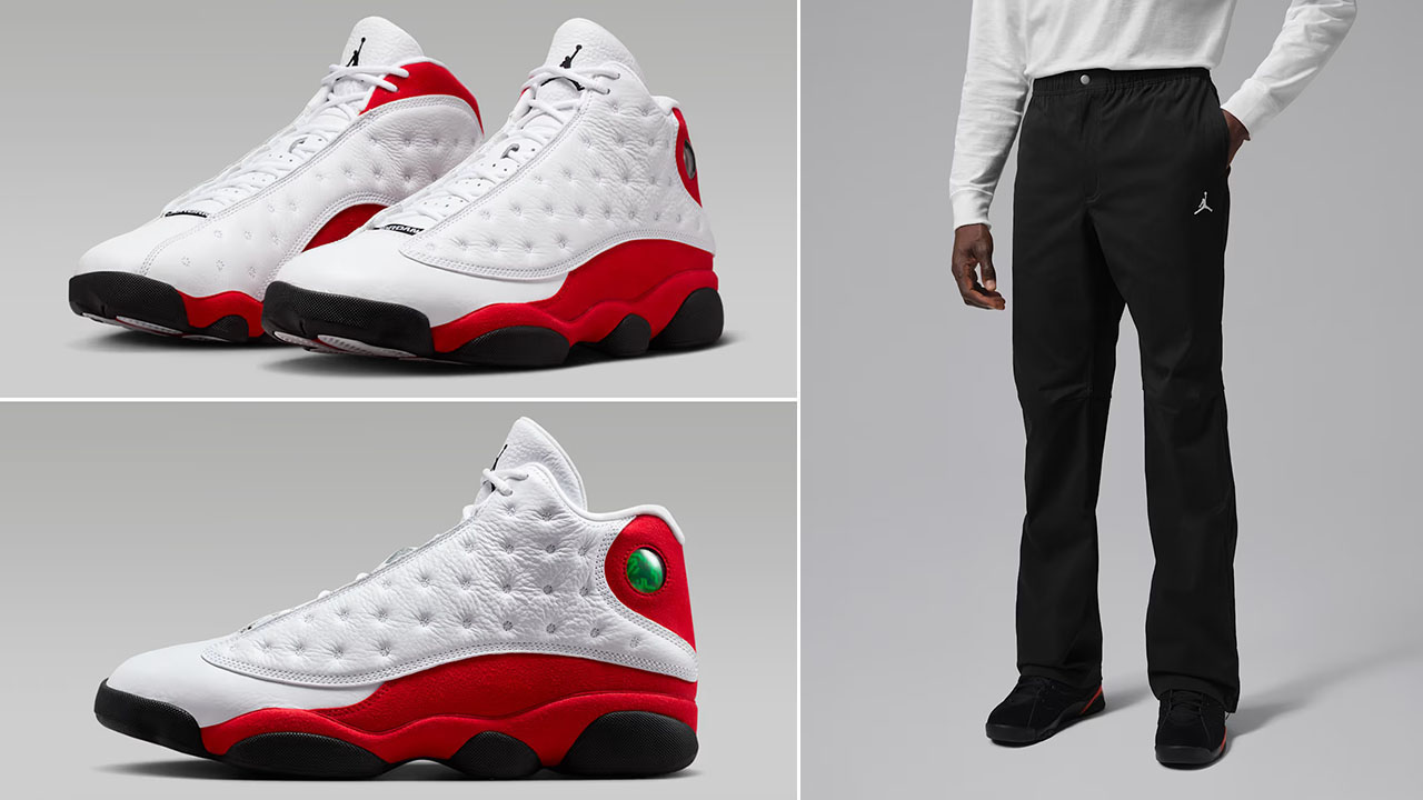 Air Jordan 13 Chicago Cherry Red 2026 x Jordan Flight Essentials Mens Black Pants